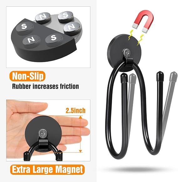 Magnetic Hooks, Adjustable Heavy Duty Extension Cord Organizer, 20LBS 4PCS