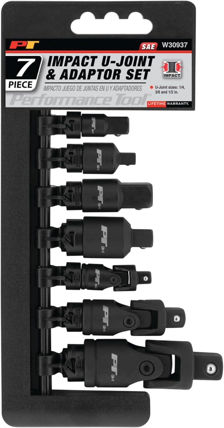 Performance Tool W30937 7 Piece Impact U Joint & Adapter Set