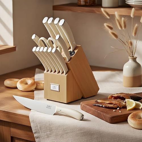 Miniatura 5 de Juego de cuchillos afilados de alta calidad de acero inoxidable de alto carbono forjados para remaches de cocina, mango ergonómico, cientos de años