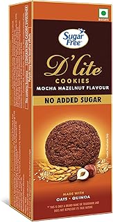 Sugar Free D'lite Mocha Hazelnut Flavour Cookies | Zero Added Sugar | Made With Oats & Quinoa, 75 Gram