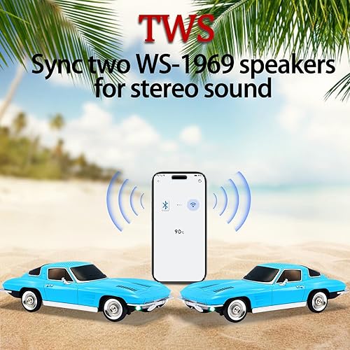 Miniatura 4 de WS-1969 Retro Sports Car Bluetooth Replica Altavoz - Modelo inalámbrico portátil con sonido HD, emparejamiento estéreo TWS, radio FM, reproducción