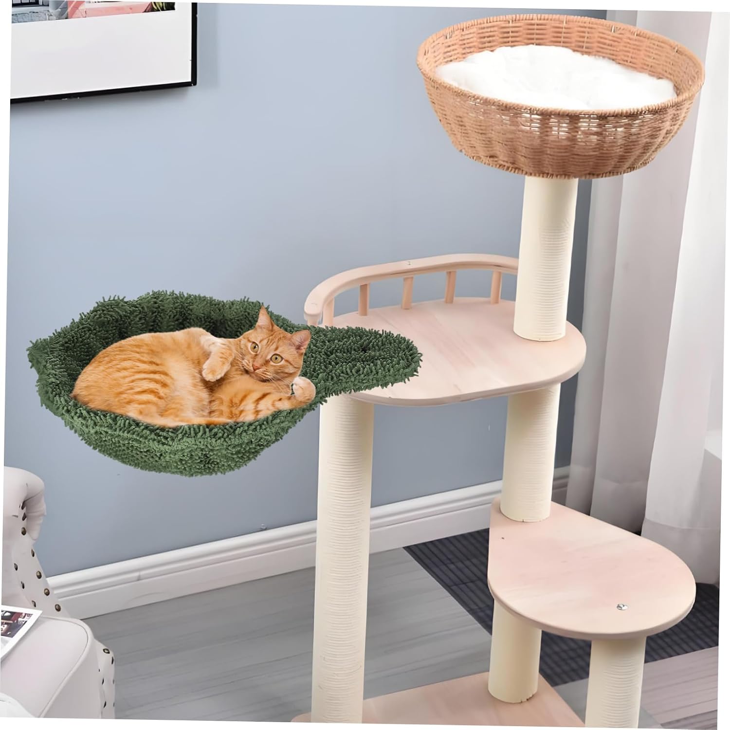 Cat Tree Hammock Nest Hanging Cat Hammock Replacement Parts Rest Floating Platform Indoor Climbing Frame Accessory 17.32X12.59X0.98In