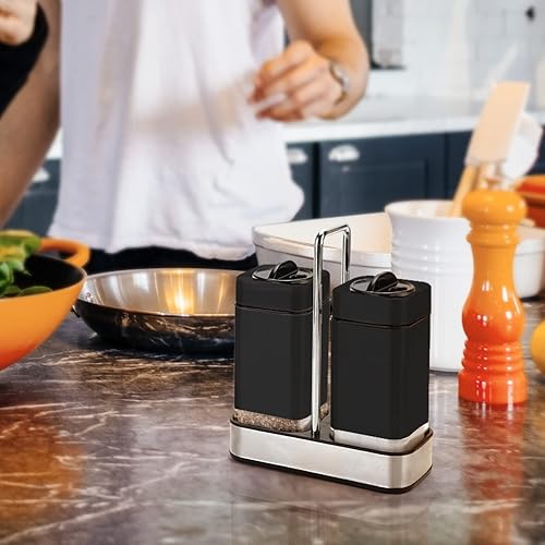 Miniatura 24 de Aelga - Juego de salero y pimentero rojo con agujeros de vertido ajustables, ideal para pimienta negra, Kosher e Himalaya