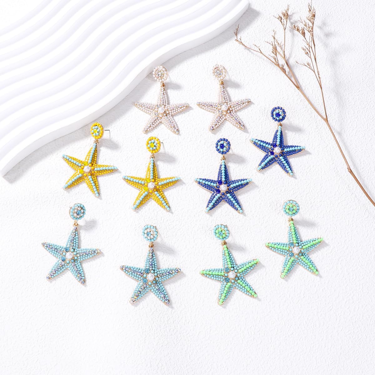 FUTIMELY Starfish Pearl Dangle Drop Earrings - Blue, Boho Style - Beach Vacation Earrings - Fashion Jewelry Gift - Image 3
