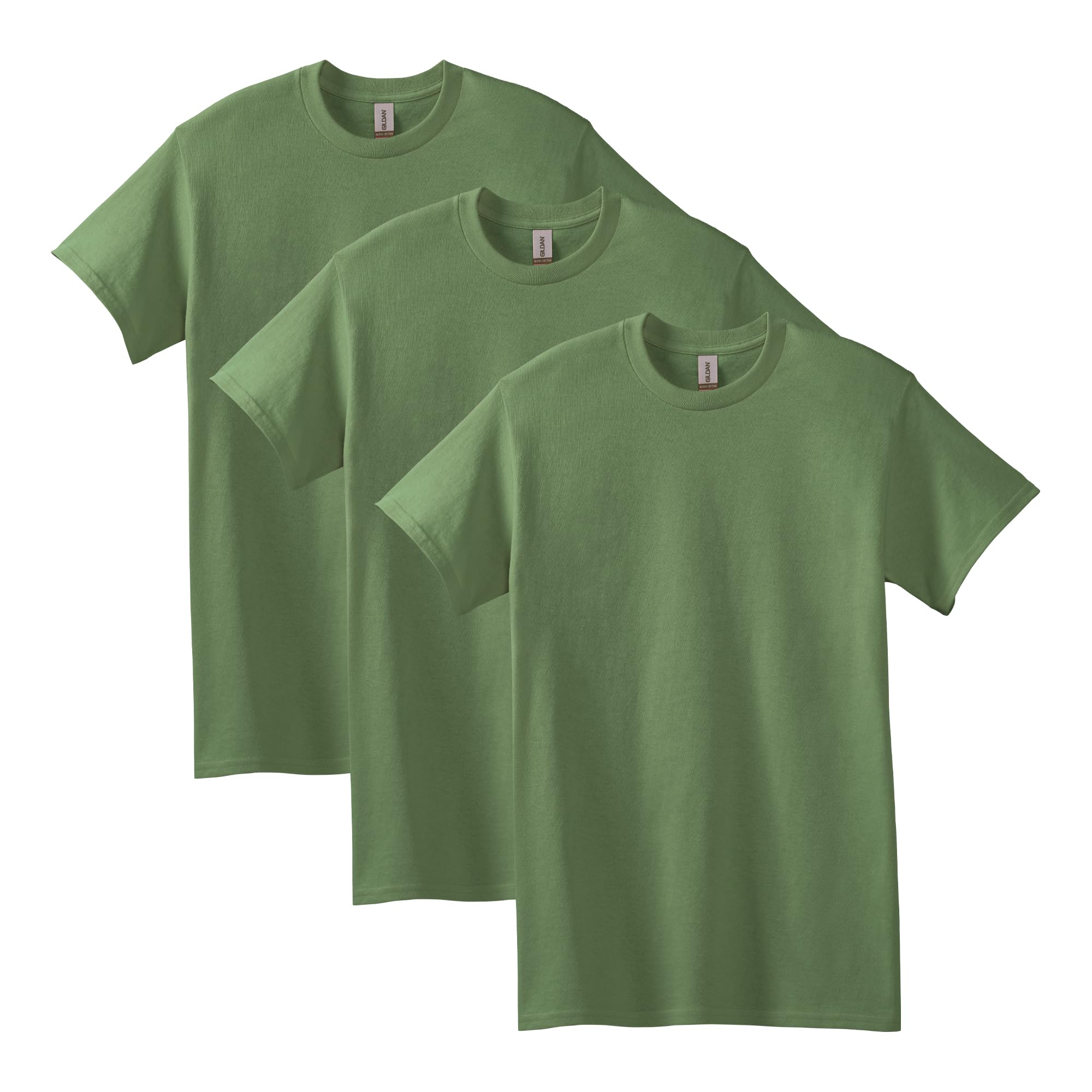 Gildan Unisex Military Green (3-Pack) Heavy Cotton T-Shirt, Style G5000, Multipack, M (Pack Of 3)