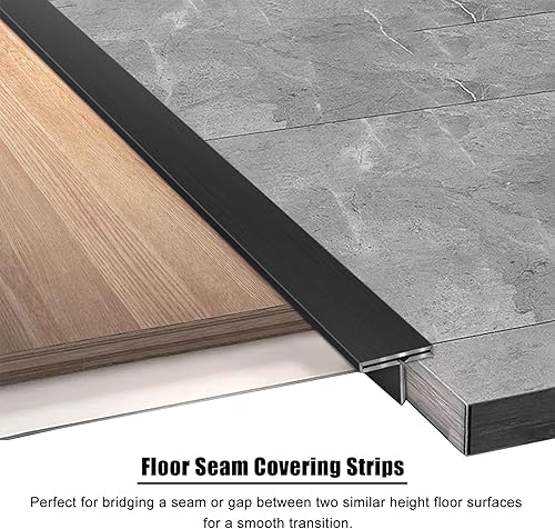 Miniatura 2 de NUNETH Tiras de transición de acero inoxidable 304 para laminado, 2 barras de borde de umbral de 47.2 pulgadas de largo, tira de conexión de piso