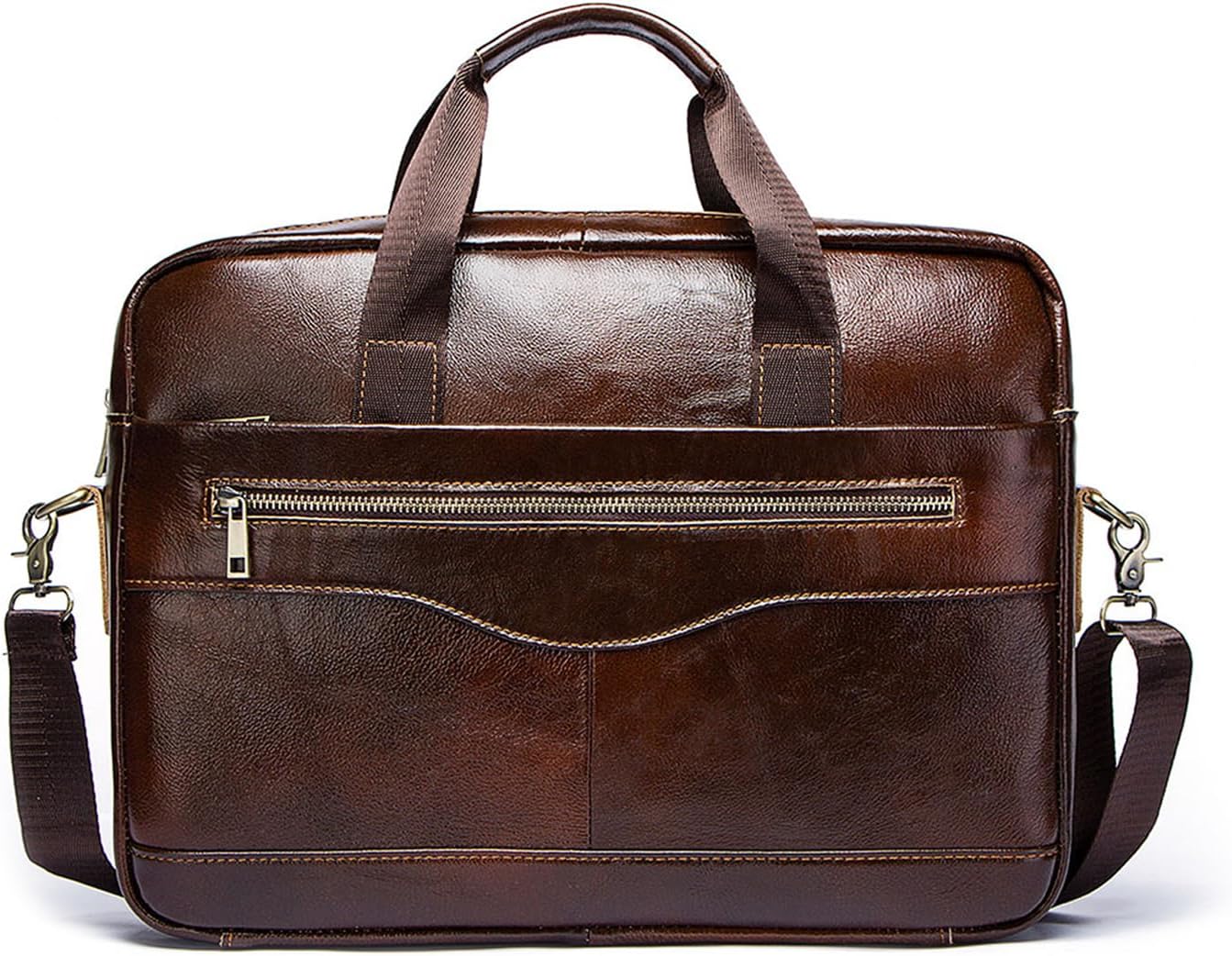 FANDARE Men's Briefcase Vintage Genuine Leather Case fit 15.6 inch Notebook