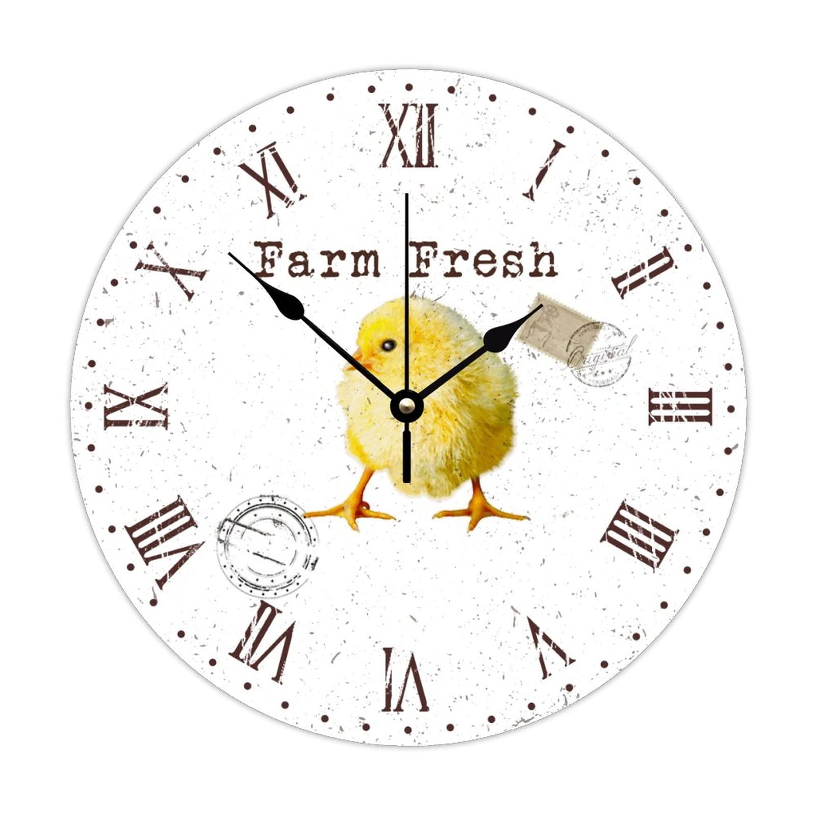 Horloges murales en bois avec coq rétro montre à quartz de cuisine