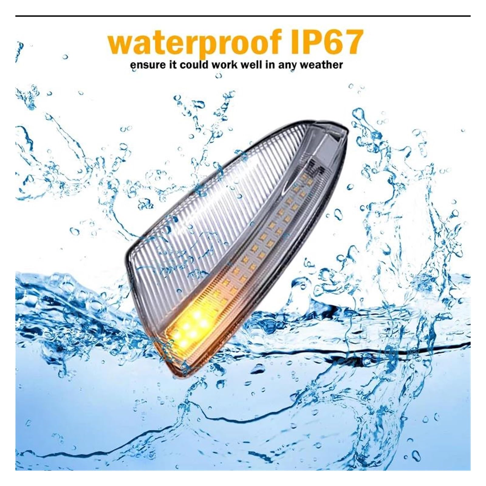 Intermitente Retrovisor Para Mercedes Para Benz Para Viano Para Vito W639 ML W164 07-14 LED Luz Señal Giro Dinámica Indicador Espejo Lateral Intermitente(Clear Lens)
