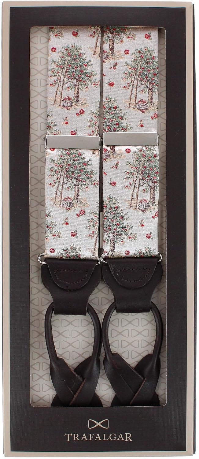 Trafalgar Men's Fall Apple Orchard Silk Novelty Button End Braces (Suspenders)
