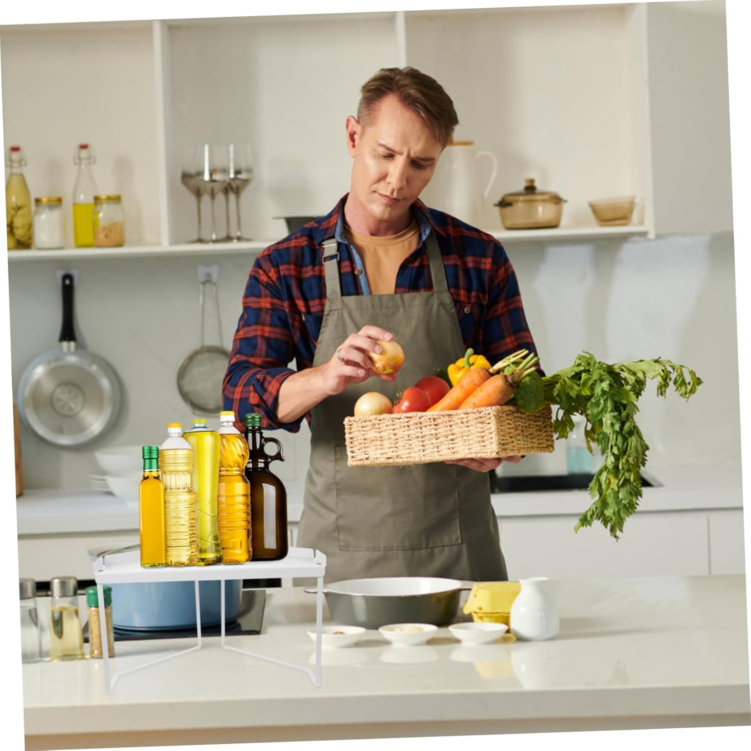 ABOOFAN Multi Pull Out Spice Rack Organizer Corner Shelf for Kitchen Countertop Capacity Storage for Seasoning Bottles and Jars and Easy to Clean