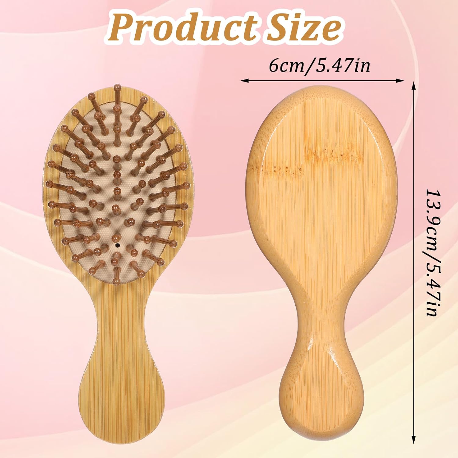 2PCS Mini Bamboo Brush for Hair Growth, Mini Hairbrush with Handle Bamboo Hair Brush, Natural Wooden Hairbrush Travel Paddle Detangling Brushes Massage Scalp for Women Men Kids All Hairs Type - Image 2