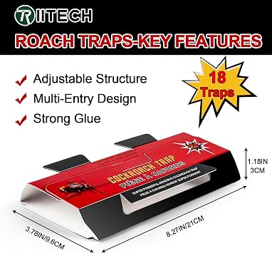 Cockroach Traps for Indoor, 18 Pack Sticky Roach Traps, Cockroach Bait, Roach Bug Traps for Home, Garage and Shed