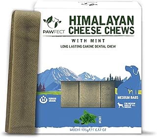 Pawfect Himalayan Cheese Dental Chew with Mint| 100% Natural Dental Stick| Long Lasting chew| Pack of 3 Chews for Medium Dogs (195g/6.88oz)| High in Protein & Calcium| Grain-Free| Daily Treat