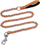 Laisse pour chien résistante à la mastication pour chiens de grande taille 6 pi/4 pi, laisses en chaîne métallique anti-mastication robustes avec poignée confortable par Lecreo