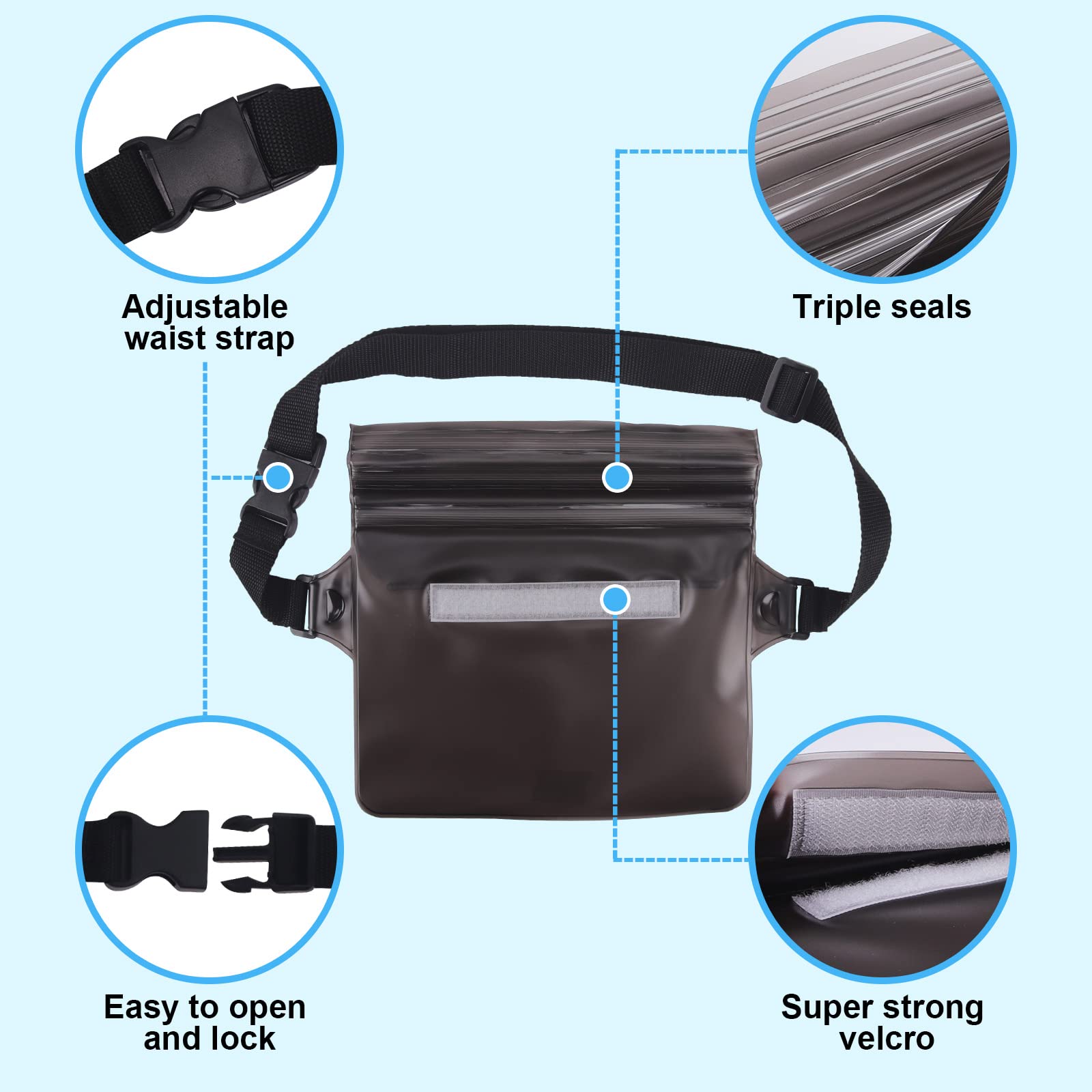FORETOY Bolsa Impermeable 2 Pack Riñonera IP68 para Deportes Acuatica Playa Natación