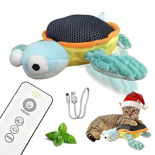 Puffluv Flapping Cat Toy,Can NOT Fly Rechargeable Interactive Turtle with