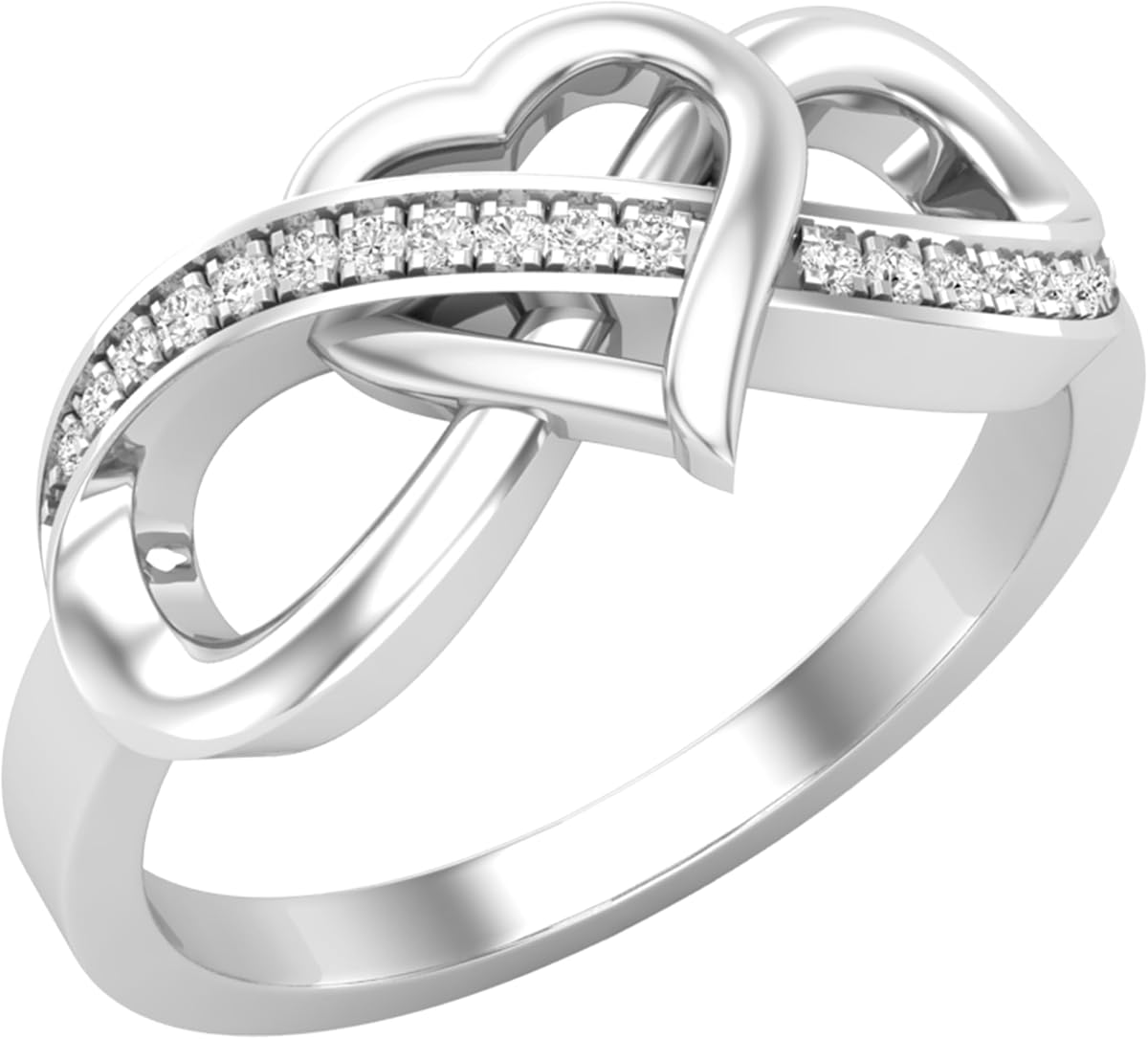 Dazzlingrock Round White Natural Diamond Infinity Heart Promise Ring | 0.08 Ctw | Women | 925 Sterling Silver