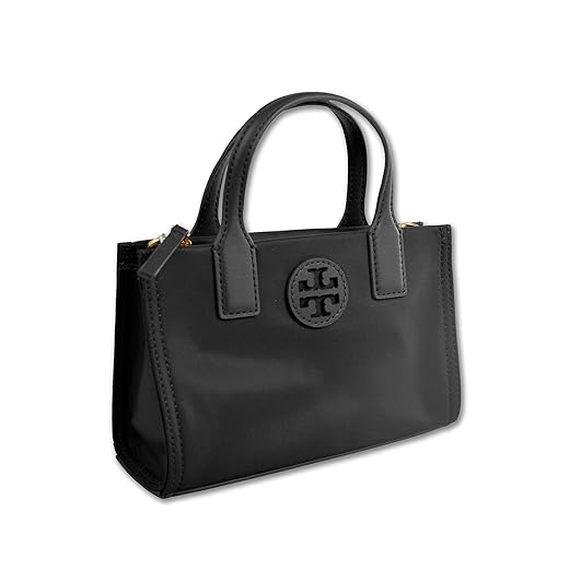 Tory Burch Womens 146437 Elle Gold-Tone Hardware Mini Nylon Tote Bag, (001 Black)