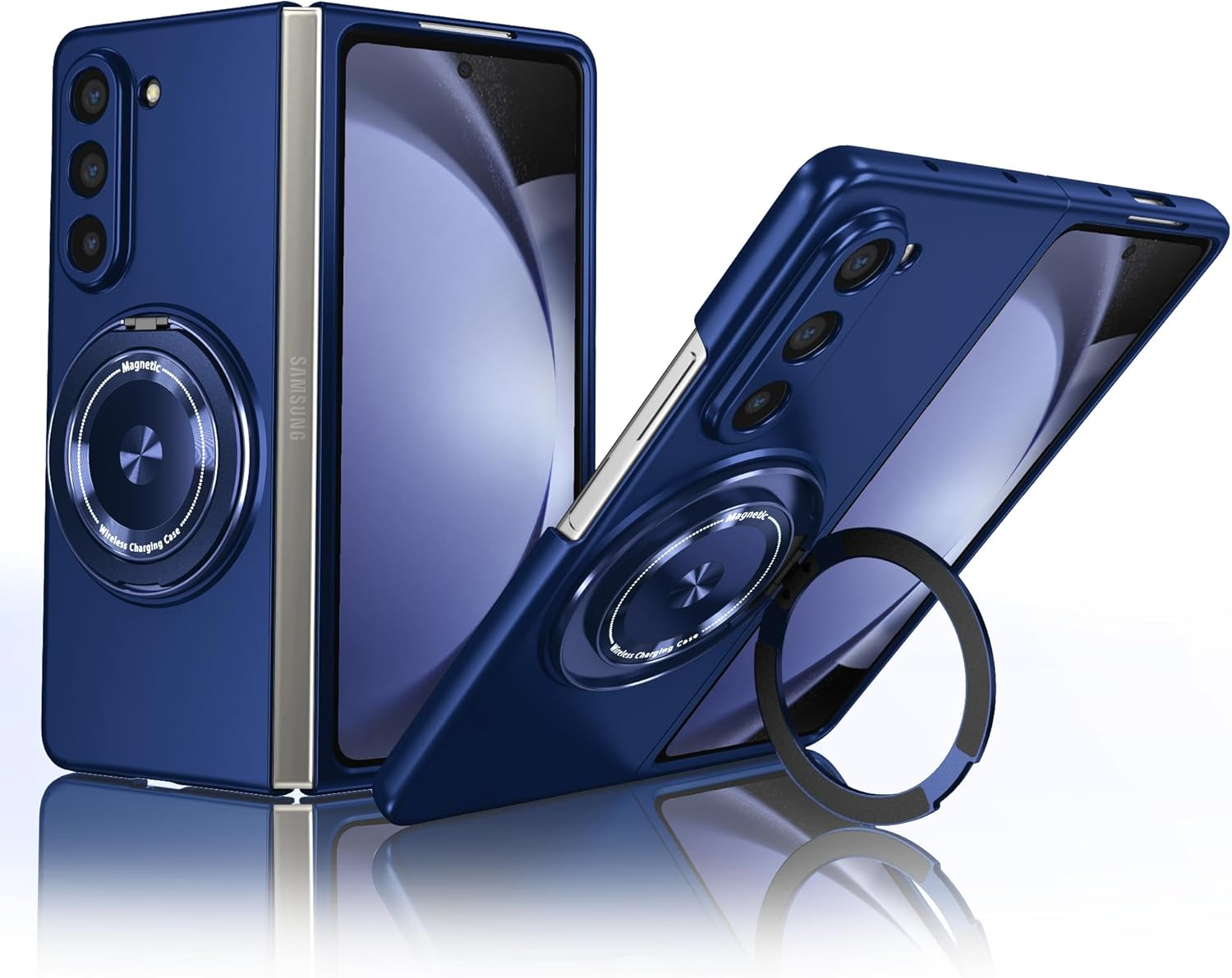 Magnetic for Galaxy Z Fold 5 5G Case,Magnetic Stand,Lightweight,Slim Fit Drop Protection Rugged Shockproof Cover for Galaxy Z Fold 5 5G, Shockproof Protective Phone Blue 17-Z Fold5-02