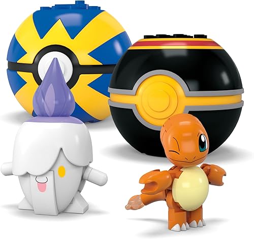 Miniatura 5 de MEGA Pokémon - Figura de acción de juguetes de construcción, paquete de 4, equipo de entrenamiento tipo fuego con 105 piezas, Salandit Litwick