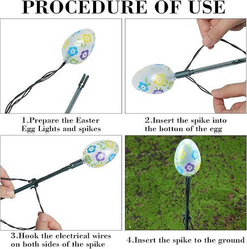 Miniatura 2 de Baquler Estaca de huevos de Pascua solares de 32 pies con 40 luces LED para decoración de Pascua, 8 modos, luces solares de huevos de Pascua,