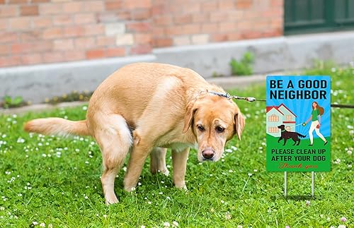 Miniatura 10 de Letrero de WaaHome Funny Your Dog is Welcome As Long As One of You Please Clean Up Yard de 8.0 x 12.0in, doble cara, no Poop Pee Dog Yard Lawn Sign