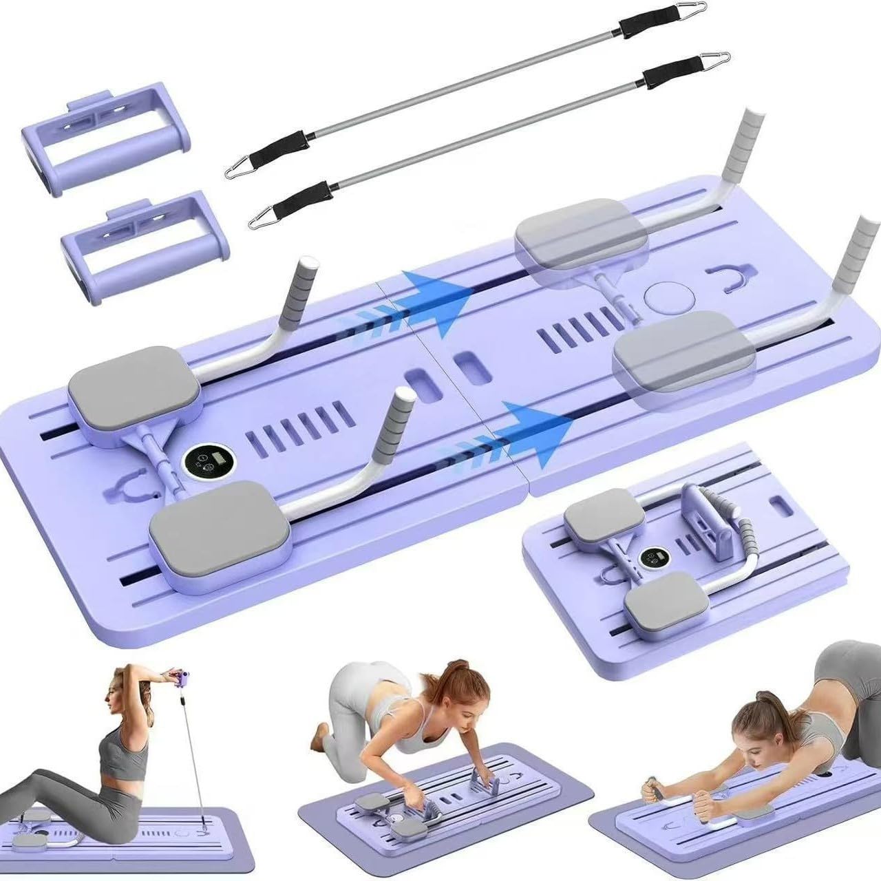 Pilates Reformer pieghevole 4 in 1 multifunzione per allenamento addominali e toracici a casa