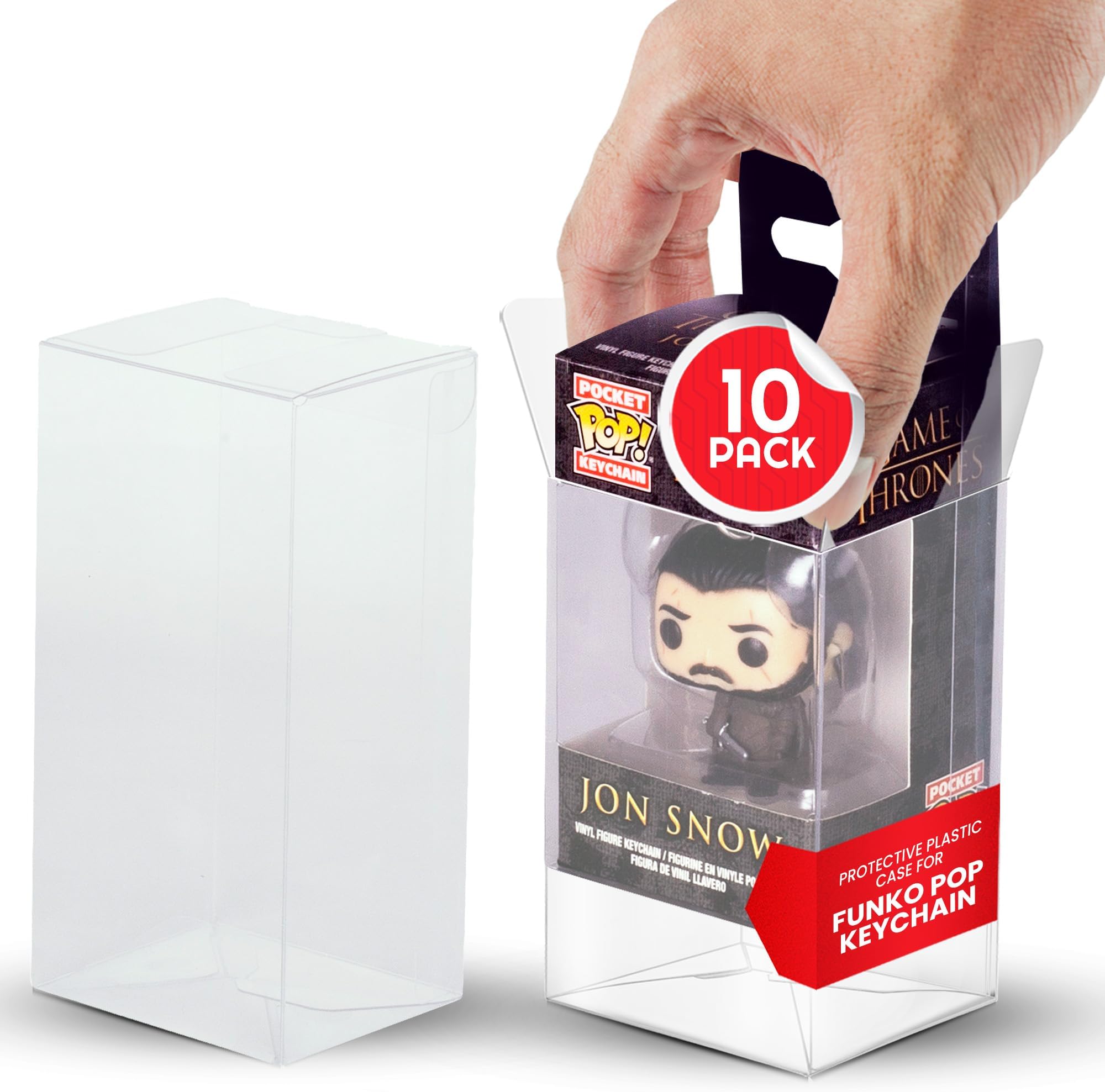 EVORETRO Plastic Display Case Box Protector for Funko Pocket Pop Keychain Standard Size Box - 10-Pack - Thick, Clear 0.35 mm PET Plastic Box Protect, Store and Display Solution for Your Collection