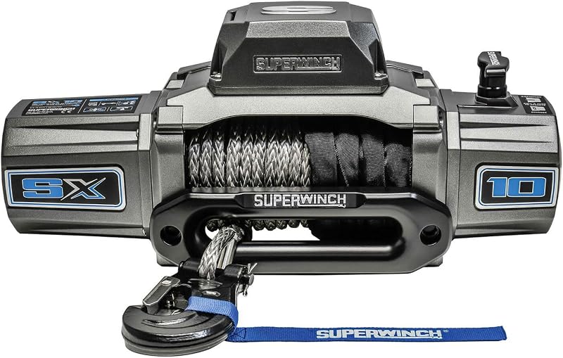 Superwinch 1710201 SX10SR 12V DC Winch 10,000lb (4,536kg) | Single Line Pull with Hawse Fairlead 3/8" x 80' Synthetic Rope Corded Handheld and Wireless Remote