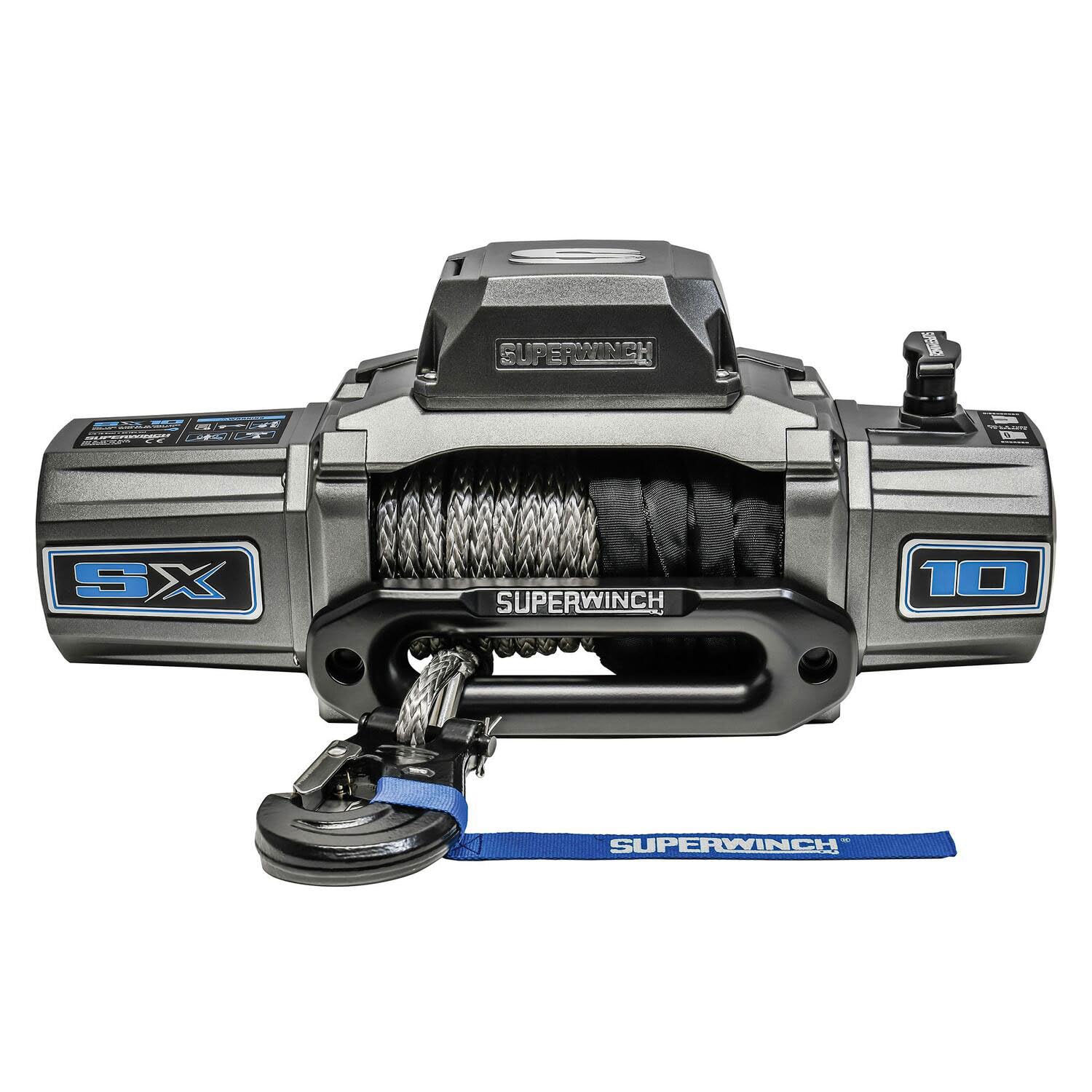 Superwinch 1710201 SX10SR 12V DC Winch 10,000 Lb/4,536 Kg Single Line Pull With Hawse Fairlead, 3/8in X 80ft Synthetic Rope, Corded Handheld And Wireless Remote