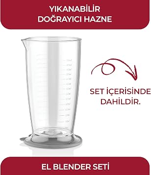 Sinbo SHB-3102 El Blenderi Çubuk Blender, Paslanmaz Çelik Uç, Ölçü Kabı Dahil, Çorba Sos Püre Smoothie Hazırlama, Ergonomik Tutuş, Beyaz