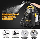 Vacmaster VK1323PFR 1300W 23L 3-en-1 Nettoyeur Multi-Surfaces pour Tapis Moquettes Tissus d'ameublement Escaliers et Voiture, Nettoyeurs Tapis et moquettes Aspirateur Eau et Poussière - 3