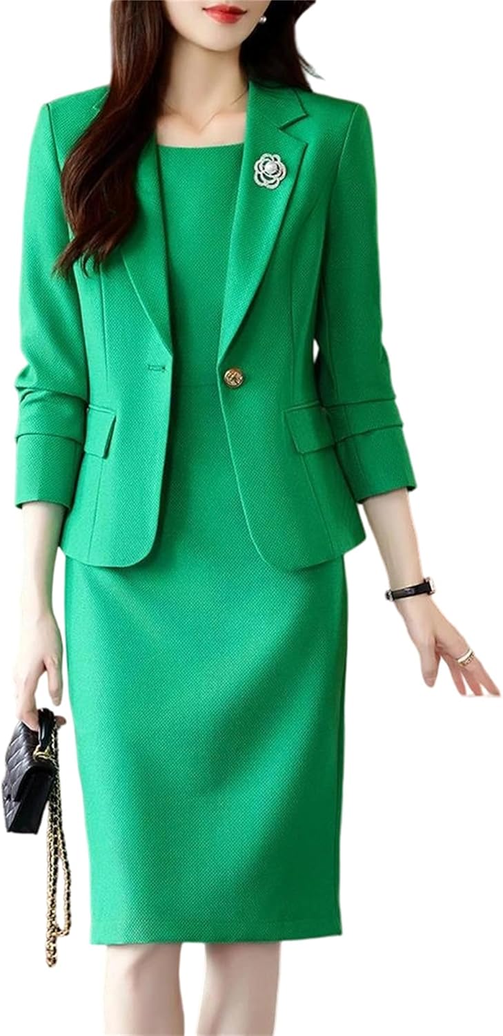 Women’S Fall Winter Office Ladies Skirt Suit Blazer Solid Business Formal Two Piece Set Office Work Professional Outfits