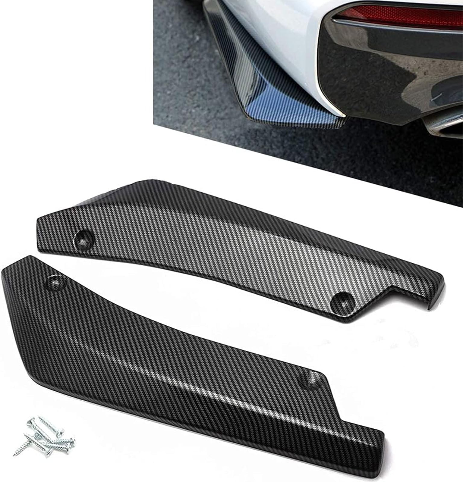 2 Pcs Car Rear Bumper Lip Spoiler for Renault Koleos 2008 2009 2010 2011 2012 2013 2014 2015 2016, Rear Corner Splitter Canard Diffuser Protector, Car Accessories,Carbon Fiber Black