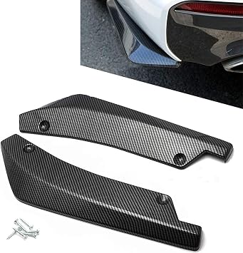 2 Pcs Car Rear Bumper Lip Spoiler for Kia Rio Hatchback UB 2015 2016 2017, Rear Corner Splitter Canard Diffuser Protector, Car Accessories,Carbon Fiber Black