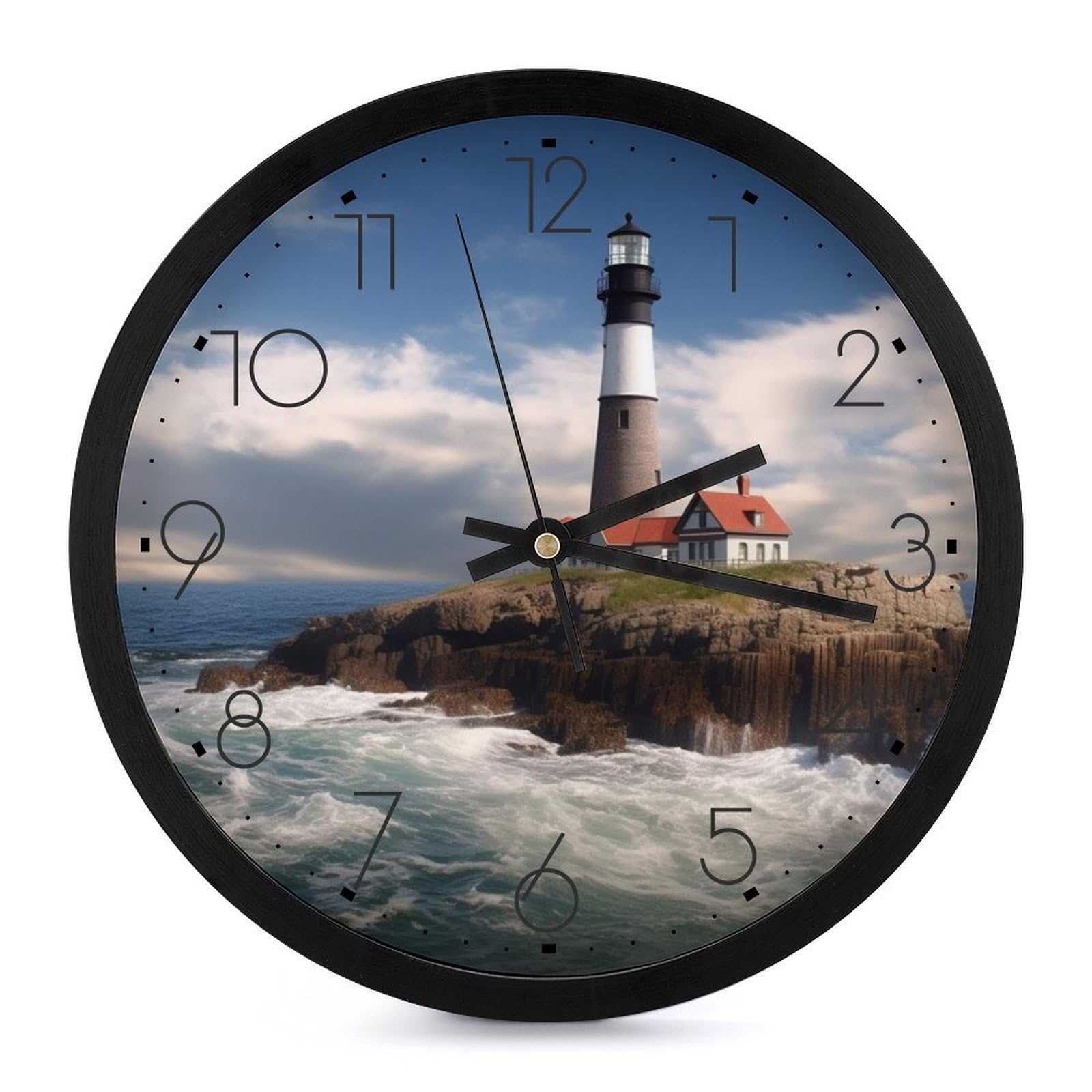 Horloge murale phare silencieuse et analogique pour une chambre calme