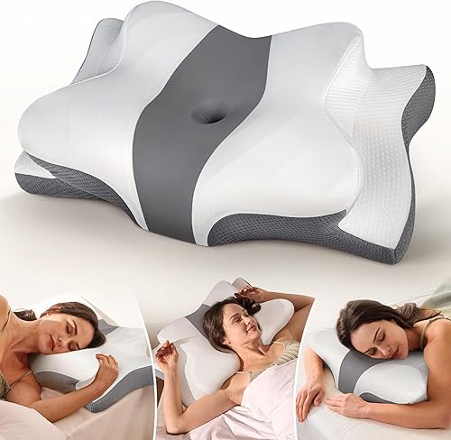 Cozyplayer Almohada cervical para el cuello verdaderamente refrescante para aliviar el dolor, almohada ergonómica para dormir de lado para soporte