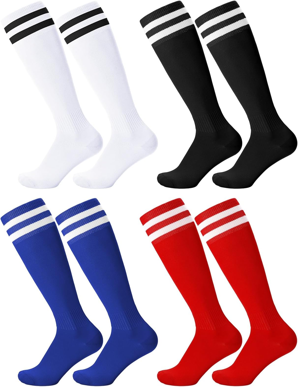 Zuimei 4 Pairs Football Socks Kids Sports Socks for Kids Boys Girls Children Youth Junior Running,Training,Rugby,Hockey Soccer (Aged 5-13)