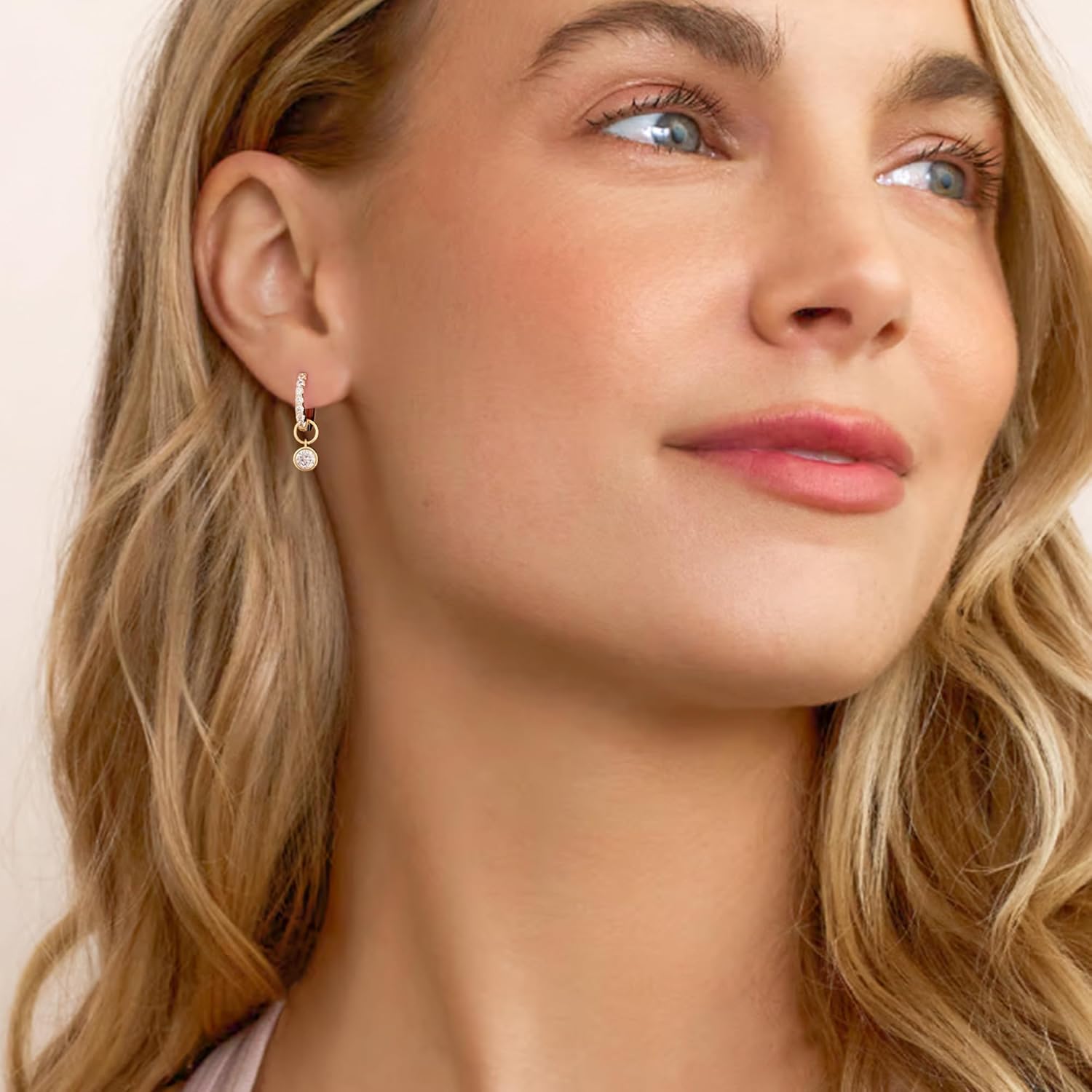 DAILY VIBES Cute Dangle Huggie Earrings for Women 925 Sterling Silver Post Dainty 14K Gold Plated Mini CZ Butterfly Star Cross Heart Charm Drop Cartilage Small Hoop Earrings - Image 3