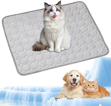 Pet Cooling Mat Self-Cooling Dog Mat Cooling Blanket Cats with Cooling Fabric Non-Toxic Cooling Pad for Pets Washable Dog Cold Mat for Home Outdoor and Car 70 x 55 cm L Grey