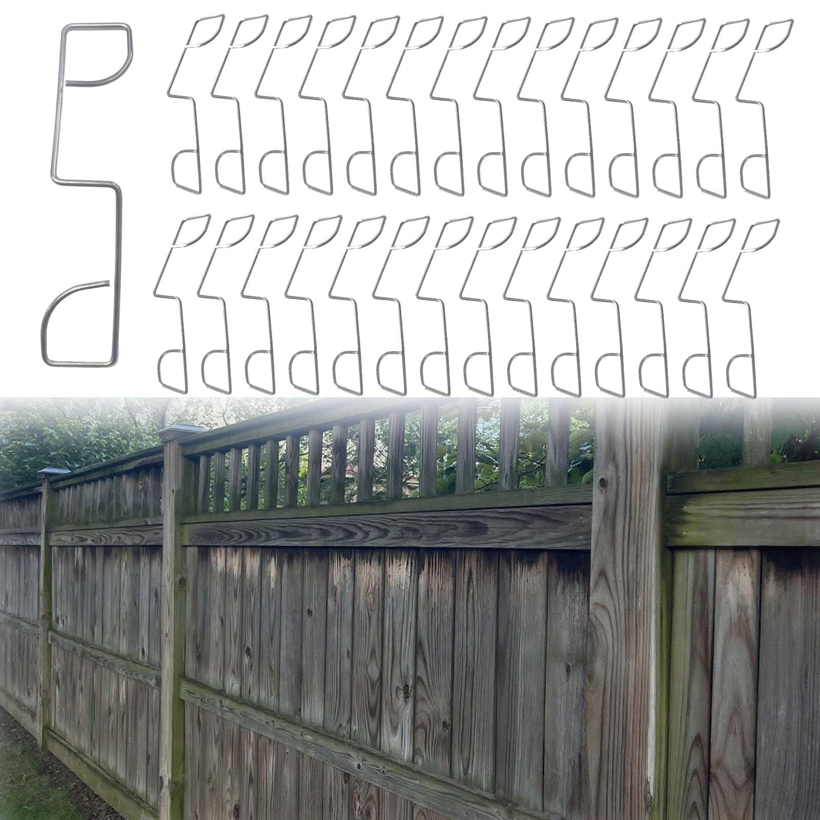 50 Pcs Fence Panel Clips, Stainless Steel Fence Wedges Grips, Garden Fence Clamps to Stop Rattling & Banging, Wind Protector Mounting Clips for Outdoor Panels