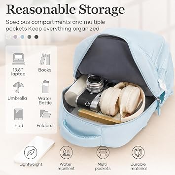 Multi Pocket Backpack For School Womens Men, Waterproof Book bag Secondary For Girls Boys, Lightweight Large Capacity Rucksack Casual School Bags(Blue)