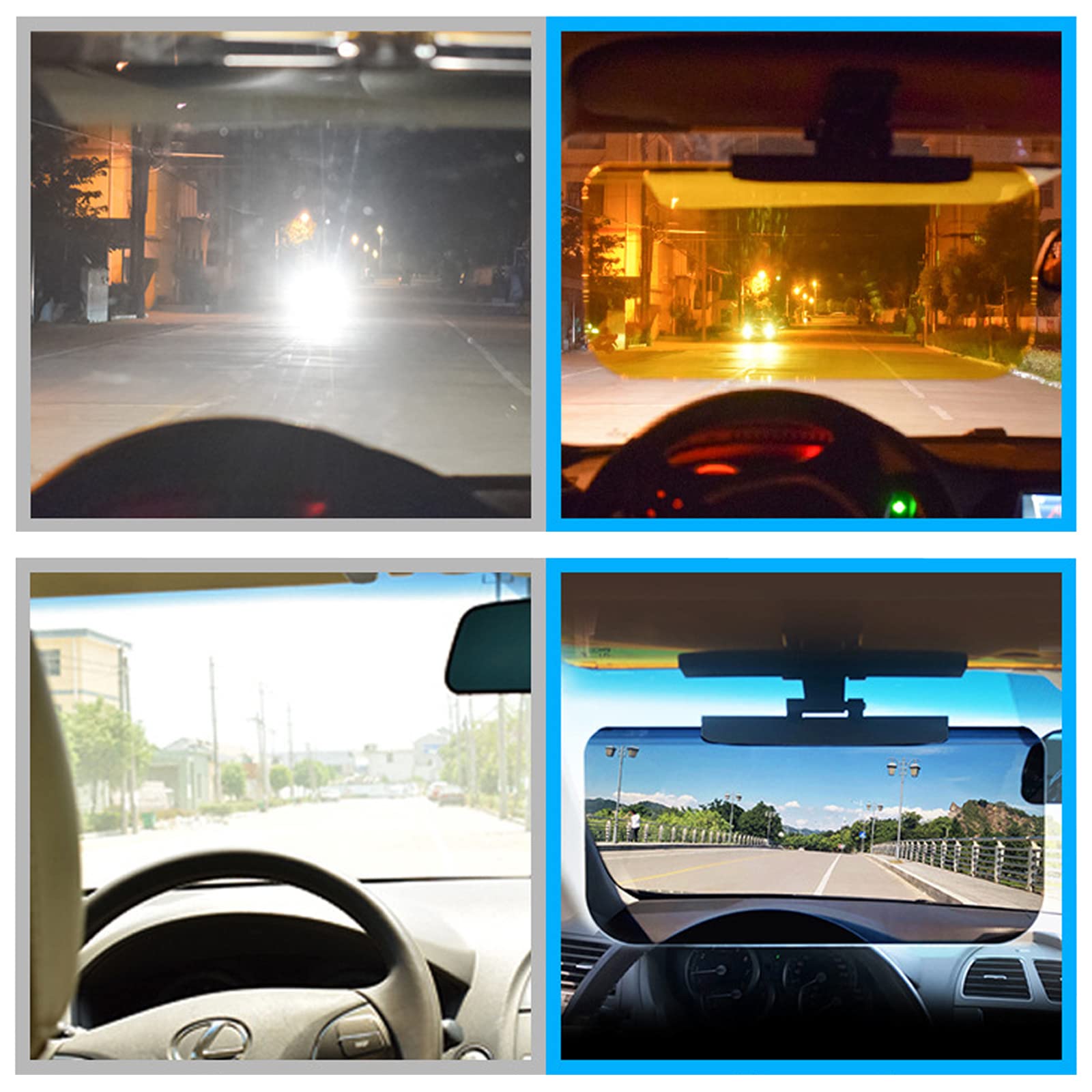 Visiera per Auto Visiera Parasole Multifunzionale Regolabile Antiriflesso e per Cecità ai Raggi UV e Neve Parasole per una Guida Sicura di Giorno o di Notte, Tipo Universale per Auto