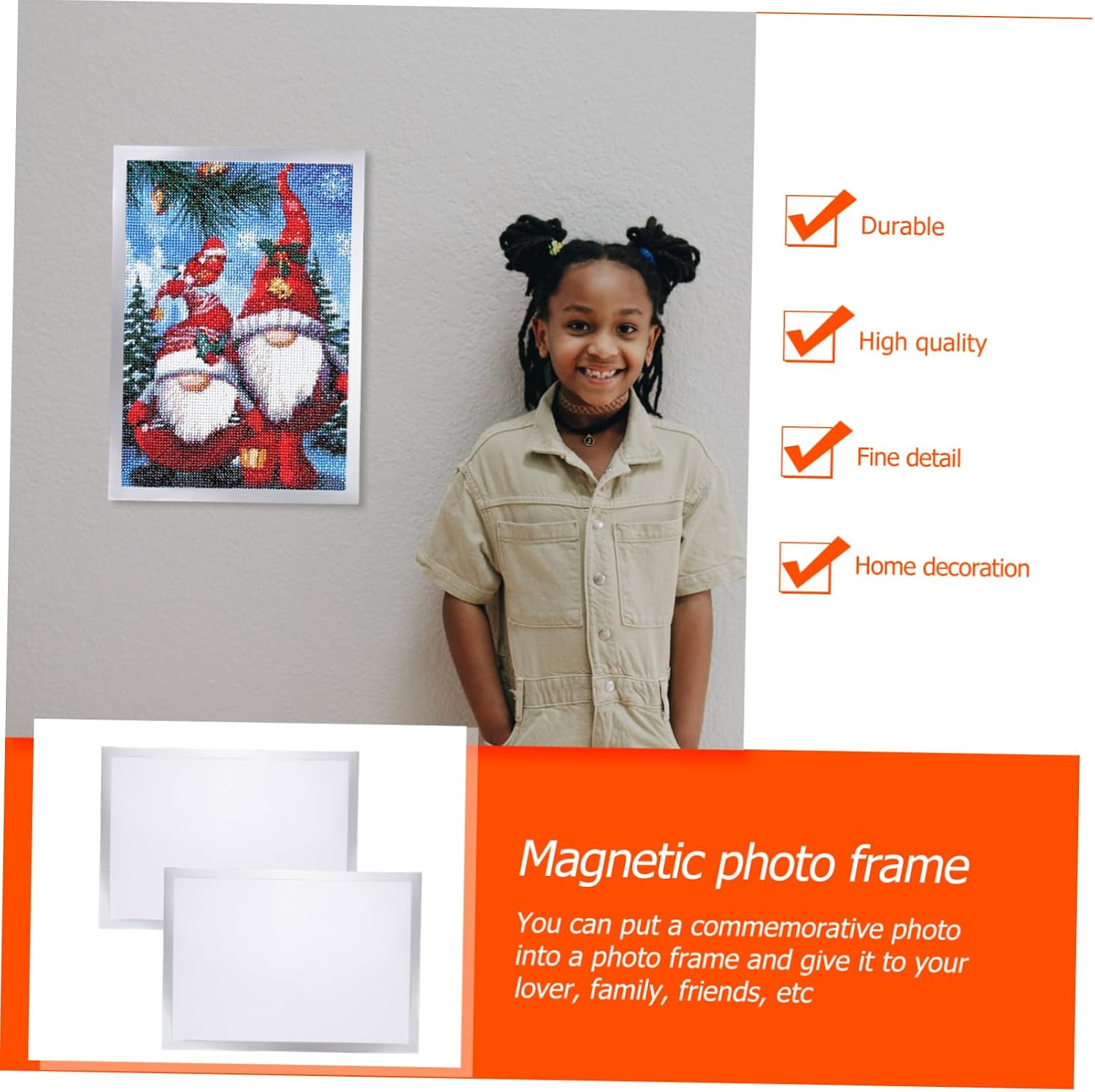 Magnetic Picture Frame A3 Silver Self-adhesive Photo Frame 2pcs Convenient for Wall Hanging Certificate Painting Storage