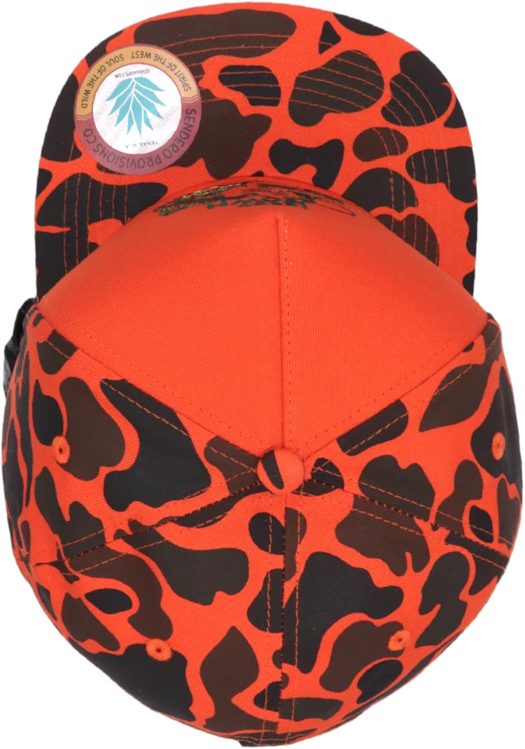 Sendero Provisions Co. Leroy Brown Adjustable Snapback Hat - Orange Camo Printed Pattern, Embroidered Graphic Design, Structured 5-Panel Cotton Twill Cap for Outdoor Adventures-One Size