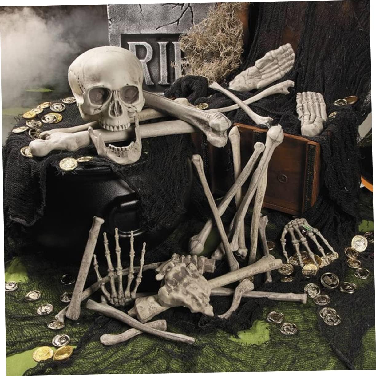 1pack Realistic Plastic Skeleton Bones Prop for Halloween Decoration for Bars Haunted Houses and Outdoor Displays Scary Photo Props for Parties