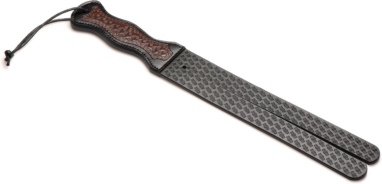 STRICT Scottish Tawse for Beginners, Men, Women, & Couples. Scottish Design and Split Tongue. Vegan Leather, Curved Handle. 1 Piece, Black & Brown.