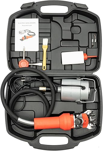 Miniatura 7 de Tijeras de ovejas eléctricas cortadoras de ovejas 1200 W, kit de cortadora de pelo de ganado resistente, 6 velocidades, recortadora profesional