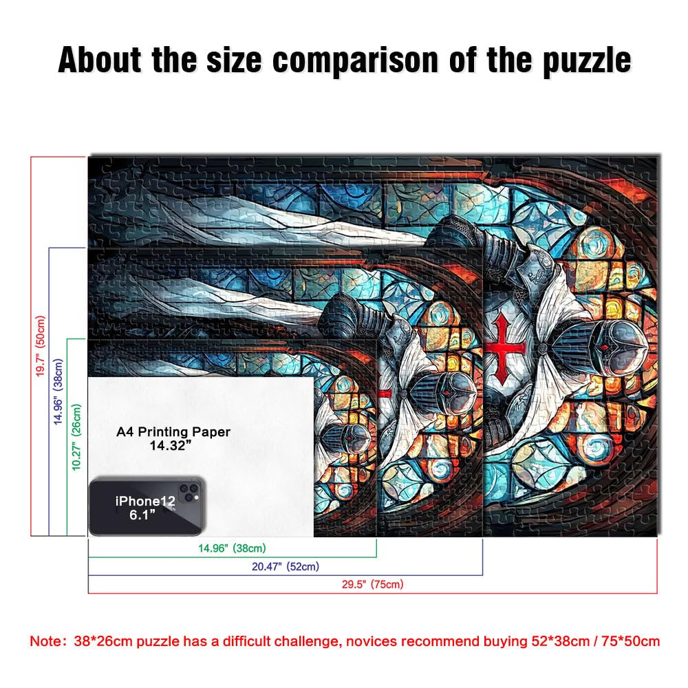 Puzzle de 2000 Piezas para Adultos Vigilia de los Caballeros Templarios Acertijo para Decoración de Pared cumpleaños y Navidad 70x100cm